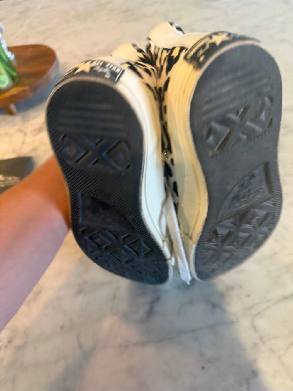 Converse Black and White Leopard Print High-Top Sneakers - Picture 4 of 4